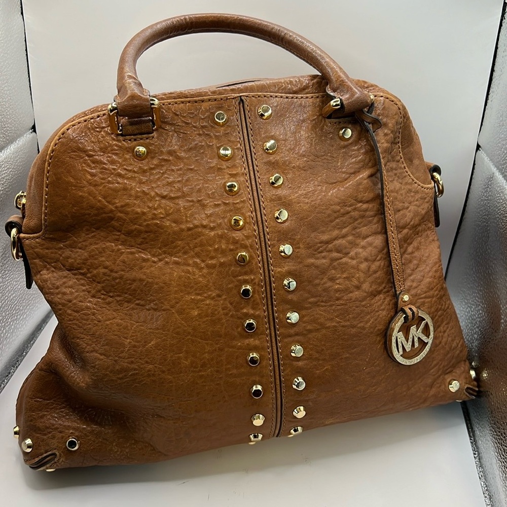 Michael Kors Brown Satchel with Gold Details